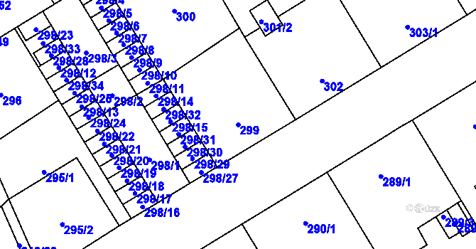 Parcela st. 299 v KÚ Vítkovice, Katastrální mapa