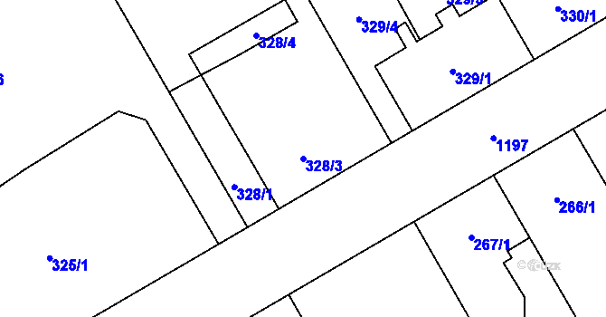 Parcela st. 328/3 v KÚ Vítkovice, Katastrální mapa