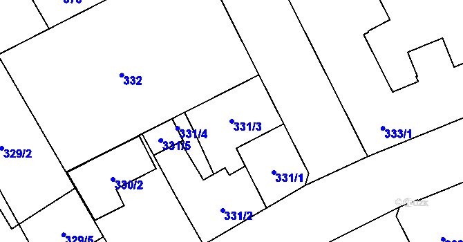 Parcela st. 331/3 v KÚ Vítkovice, Katastrální mapa