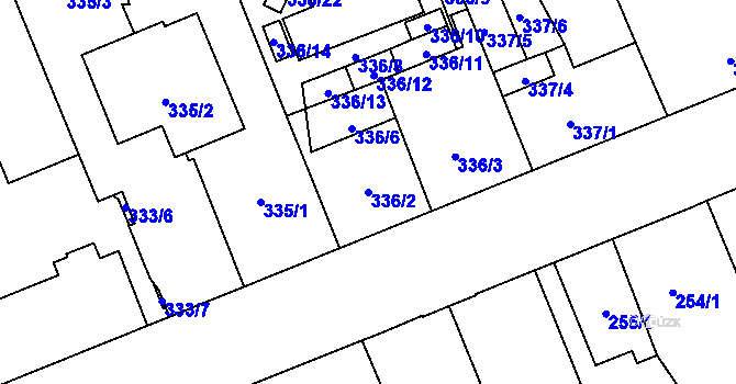 Parcela st. 336/2 v KÚ Vítkovice, Katastrální mapa