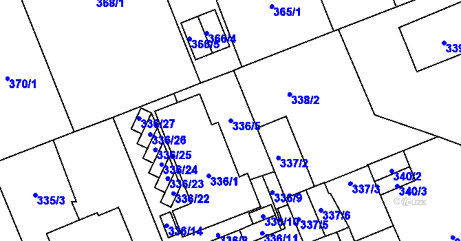 Parcela st. 336/5 v KÚ Vítkovice, Katastrální mapa