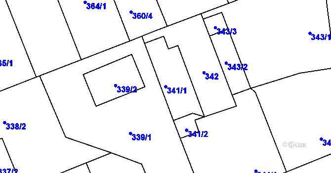 Parcela st. 341/1 v KÚ Vítkovice, Katastrální mapa