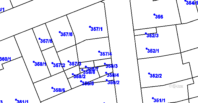 Parcela st. 357/4 v KÚ Vítkovice, Katastrální mapa