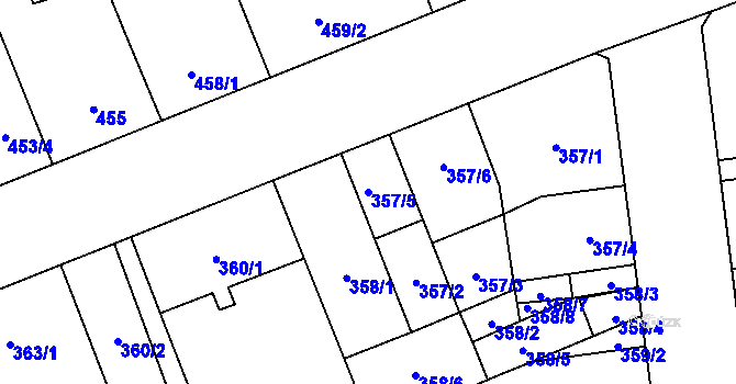Parcela st. 357/5 v KÚ Vítkovice, Katastrální mapa