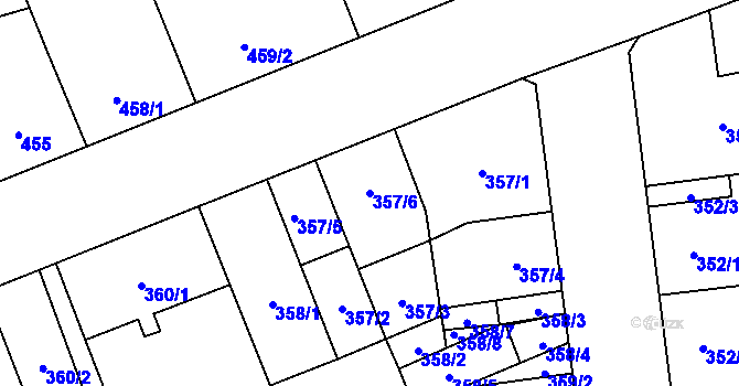 Parcela st. 357/6 v KÚ Vítkovice, Katastrální mapa