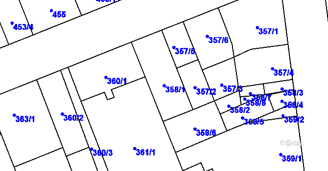 Parcela st. 358/1 v KÚ Vítkovice, Katastrální mapa
