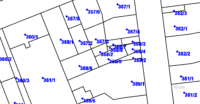 Parcela st. 358/2 v KÚ Vítkovice, Katastrální mapa