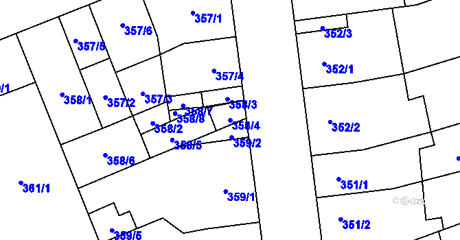 Parcela st. 358/4 v KÚ Vítkovice, Katastrální mapa