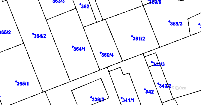 Parcela st. 360/4 v KÚ Vítkovice, Katastrální mapa