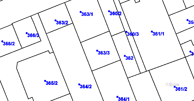 Parcela st. 363/3 v KÚ Vítkovice, Katastrální mapa