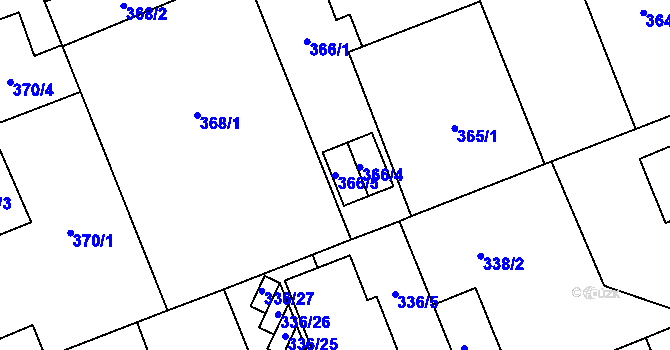 Parcela st. 366/5 v KÚ Vítkovice, Katastrální mapa