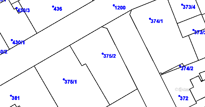 Parcela st. 375/2 v KÚ Vítkovice, Katastrální mapa