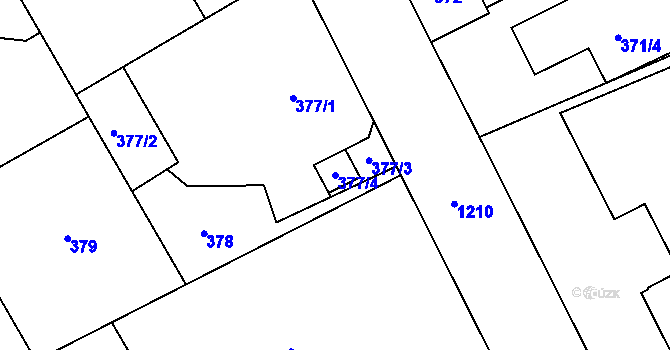 Parcela st. 377/4 v KÚ Vítkovice, Katastrální mapa
