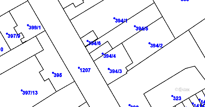 Parcela st. 394/4 v KÚ Vítkovice, Katastrální mapa