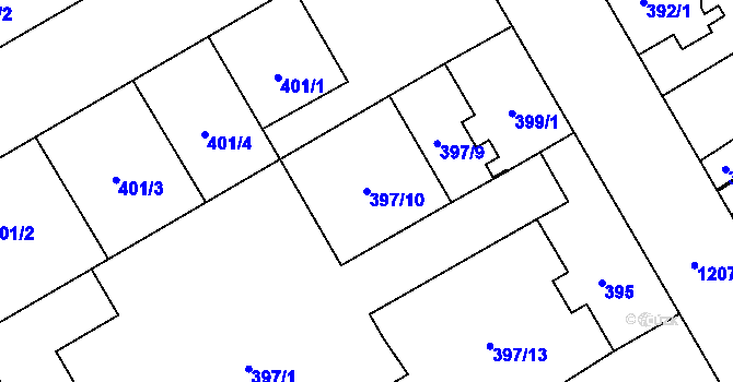 Parcela st. 397/10 v KÚ Vítkovice, Katastrální mapa