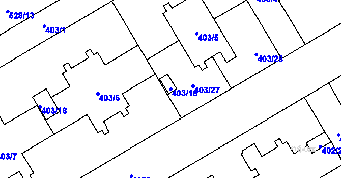 Parcela st. 403/16 v KÚ Vítkovice, Katastrální mapa