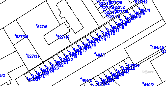 Parcela st. 404/15 v KÚ Vítkovice, Katastrální mapa