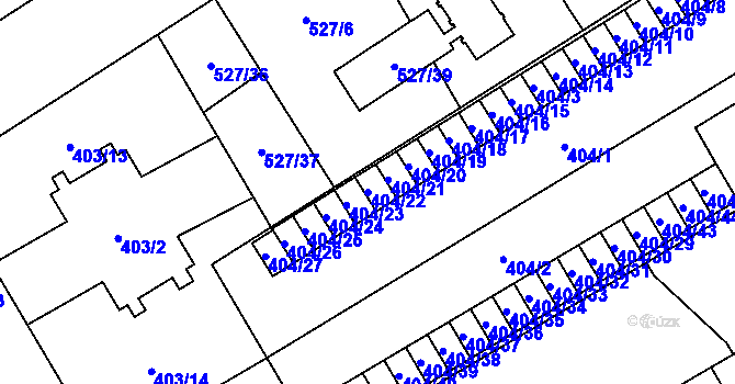 Parcela st. 404/22 v KÚ Vítkovice, Katastrální mapa