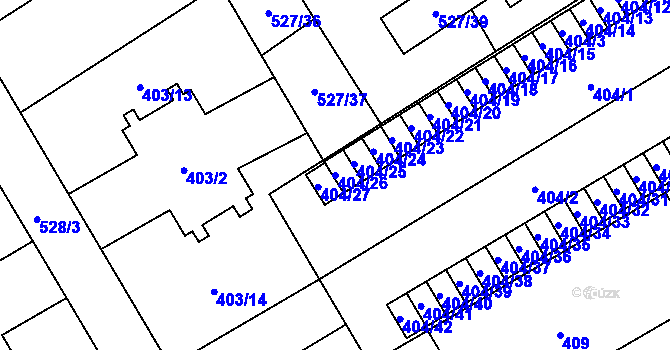 Parcela st. 404/26 v KÚ Vítkovice, Katastrální mapa