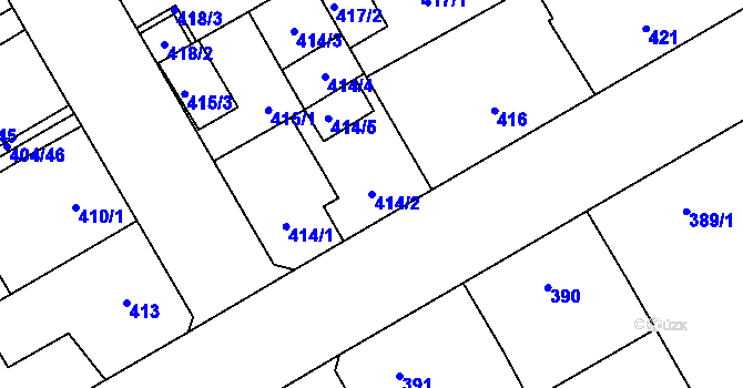 Parcela st. 414/2 v KÚ Vítkovice, Katastrální mapa