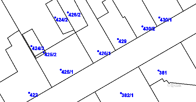 Parcela st. 426/1 v KÚ Vítkovice, Katastrální mapa