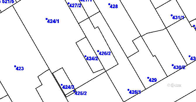 Parcela st. 426/2 v KÚ Vítkovice, Katastrální mapa