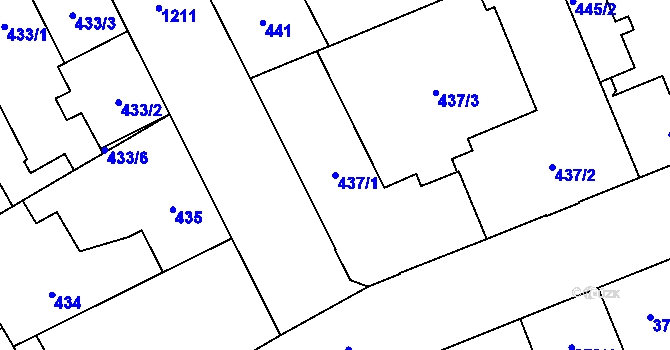 Parcela st. 437/1 v KÚ Vítkovice, Katastrální mapa