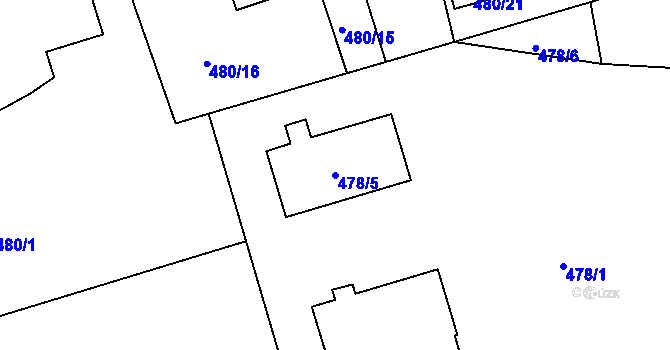 Parcela st. 478/5 v KÚ Vítkovice, Katastrální mapa