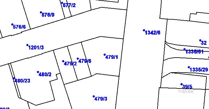 Parcela st. 479/1 v KÚ Vítkovice, Katastrální mapa
