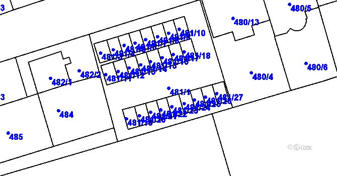 Parcela st. 481/1 v KÚ Vítkovice, Katastrální mapa
