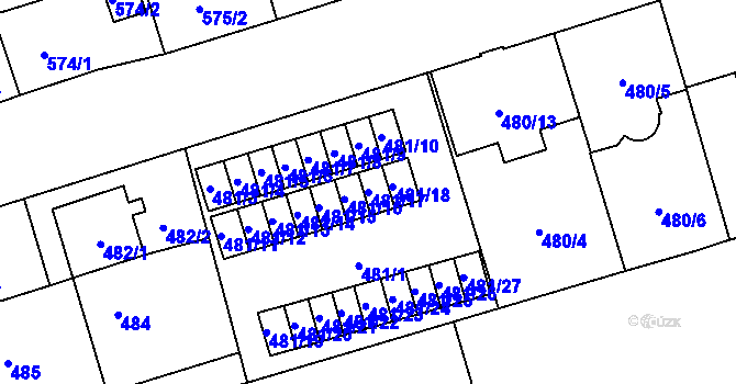 Parcela st. 481/17 v KÚ Vítkovice, Katastrální mapa