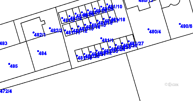Parcela st. 481/22 v KÚ Vítkovice, Katastrální mapa