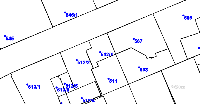 Parcela st. 512/1 v KÚ Vítkovice, Katastrální mapa