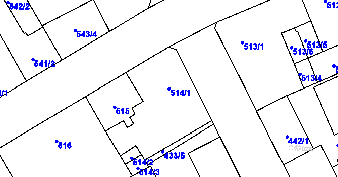 Parcela st. 514/1 v KÚ Vítkovice, Katastrální mapa