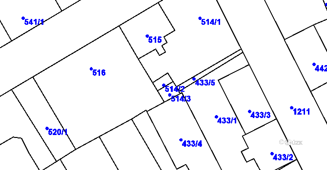 Parcela st. 514/2 v KÚ Vítkovice, Katastrální mapa