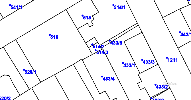Parcela st. 514/3 v KÚ Vítkovice, Katastrální mapa