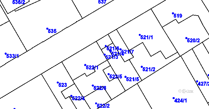 Parcela st. 521/3 v KÚ Vítkovice, Katastrální mapa
