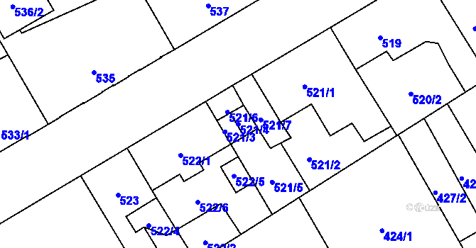 Parcela st. 521/4 v KÚ Vítkovice, Katastrální mapa