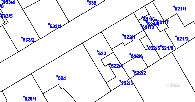 Parcela st. 523 v KÚ Vítkovice, Katastrální mapa