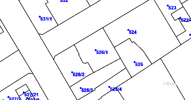 Parcela st. 526/1 v KÚ Vítkovice, Katastrální mapa