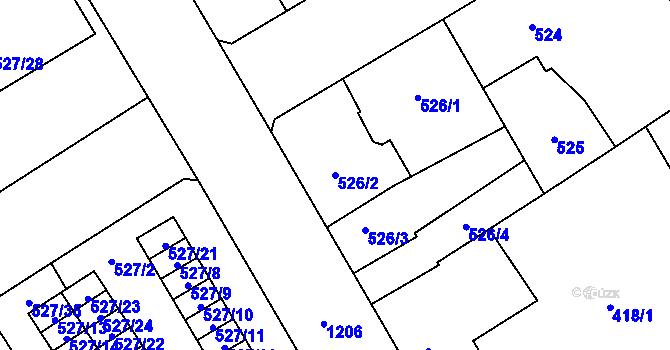 Parcela st. 526/2 v KÚ Vítkovice, Katastrální mapa