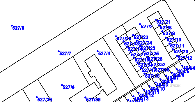 Parcela st. 527/4 v KÚ Vítkovice, Katastrální mapa