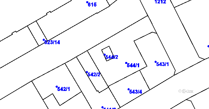 Parcela st. 544/2 v KÚ Vítkovice, Katastrální mapa