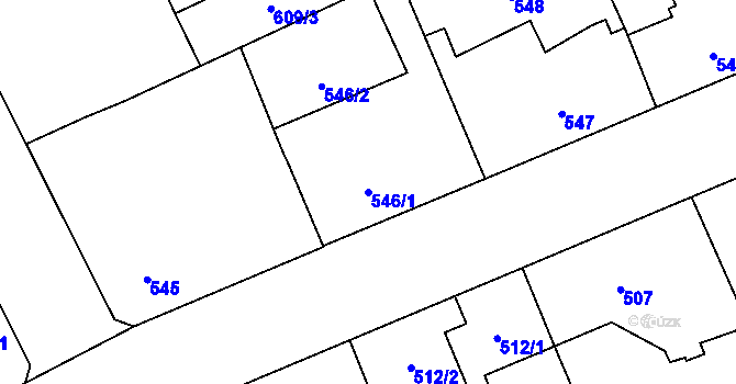 Parcela st. 546/1 v KÚ Vítkovice, Katastrální mapa
