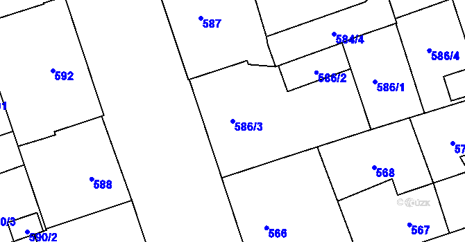 Parcela st. 586/3 v KÚ Vítkovice, Katastrální mapa