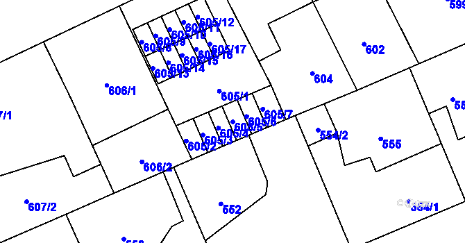 Parcela st. 605/5 v KÚ Vítkovice, Katastrální mapa
