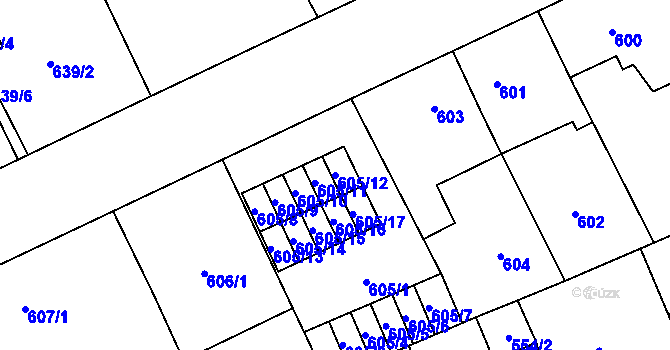 Parcela st. 605/12 v KÚ Vítkovice, Katastrální mapa