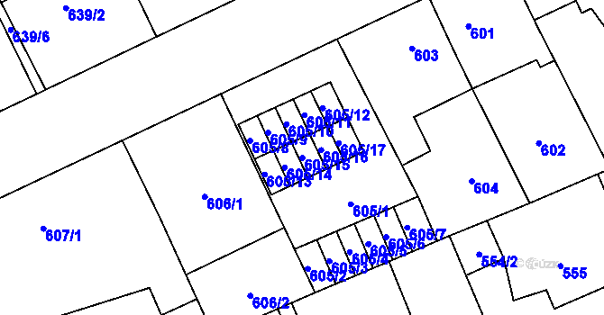 Parcela st. 605/15 v KÚ Vítkovice, Katastrální mapa
