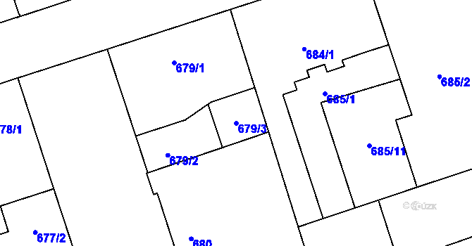 Parcela st. 679/3 v KÚ Vítkovice, Katastrální mapa