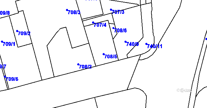 Parcela st. 708/5 v KÚ Vítkovice, Katastrální mapa